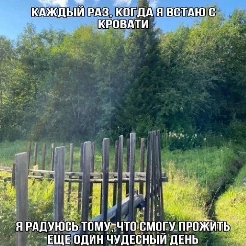КАЖДЫЙ РАЗ, КОГДА Я ВСТАЮ с КРОВАТИ РАДУЮСЬ смогу ПРОЖИ `ЕЩЕ ОДИН ЧУДЕСНЫЙ ДЕНЬ
