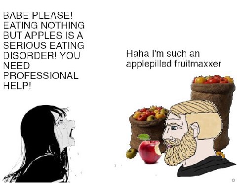 BABE PLEASE! EATING NOTHING 1$ А SERIOUS EATING DISORDER! YOU Haha such an NEED applepilled fruitmaxxer PROFESSIONAL HELP! SSS