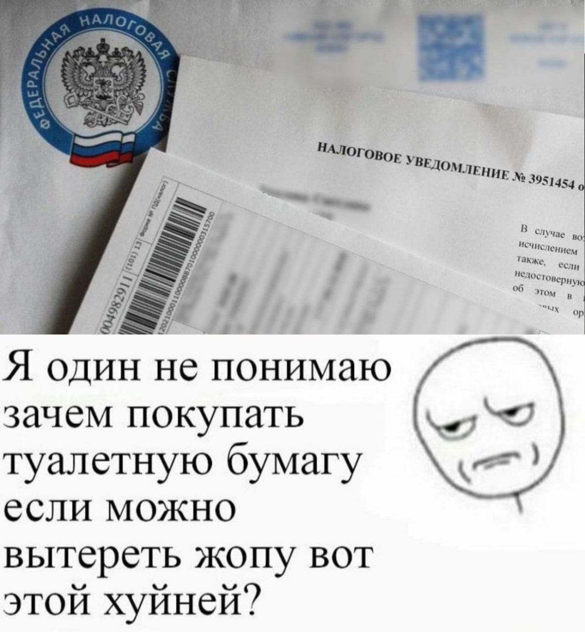 A НАЛОГОВОЕ УВЕДОМЛЕНИЕ 3951454 7 4 Я один не понимаю зачем покупать туалетную бумагу если можно вытереть жопу вот этой хуйней?