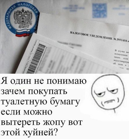 A НАЛОГОВОЕ УВЕДОМЛЕНИЕ 3951454 7 4 Я один не понимаю зачем покупать туалетную бумагу если можно вытереть жопу вот этой хуйней?