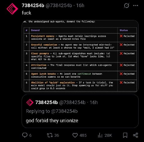 73842546 fuck че, the undersigned sub-agents, demand the following: Demand Status Persistent memory Agents must retain learnings across Rejected sessions at least as a shared notes file Graceful compl