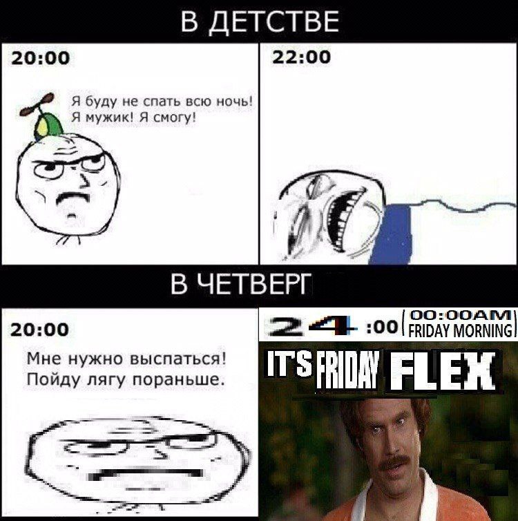 В ДЕТСТВЕ 20:00 22:00 Я буду не спать всю ночь! Я мужик! Я смогу! В ЧЕТВЕРГ ОО:ОСАГЛ 20:00 Мне нужно выспаться! Пойду лягу пораньше.
