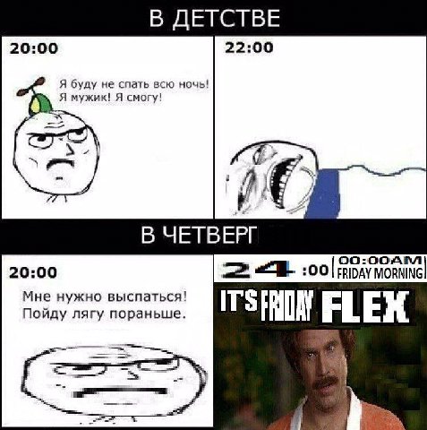 В ДЕТСТВЕ 20:00 22:00 Я буду не спать всю ночь! Я мужик! Я смогу! В ЧЕТВЕРГ ОО:ОСАГЛ 20:00 Мне нужно выспаться! Пойду лягу пораньше.