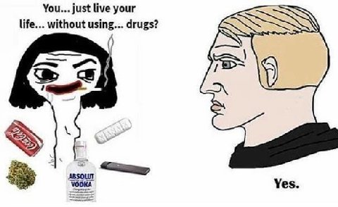 You... just live your life... without using... drugs? VODKA Yes.