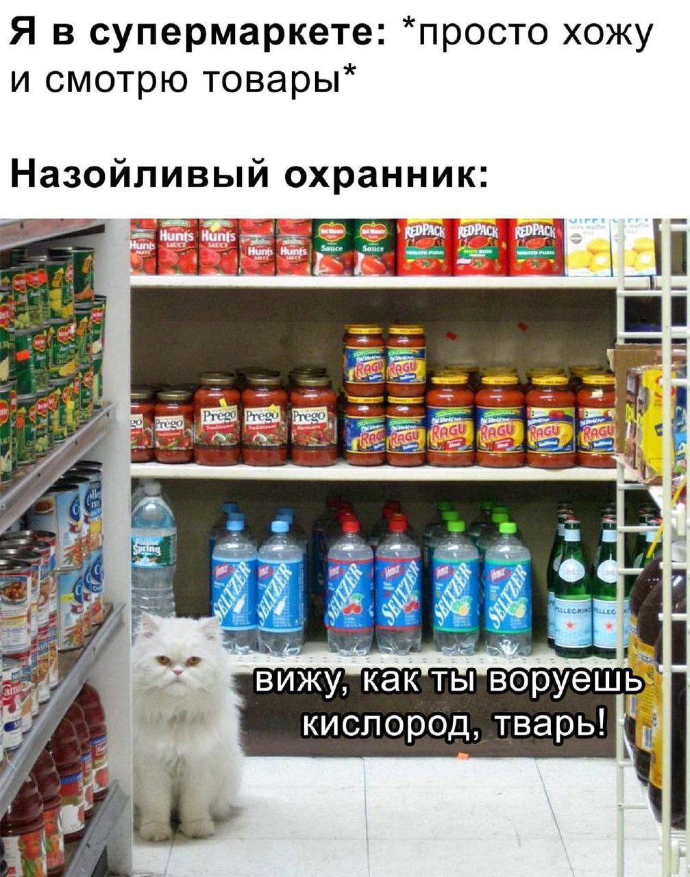 Я в супермаркете просто хожу и смотрю товары Назойливый охранник pers lil i у вижу, кислород, тварь!