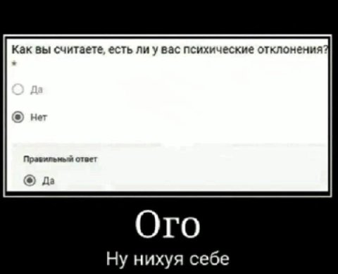 Как вы считаете, есть ли увас психические отклонения в На ответ Да Ну нихуя себе
