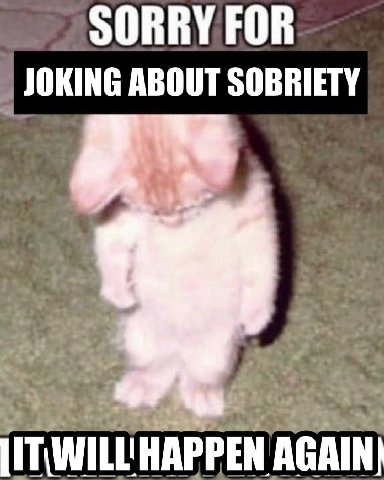 SORRY FOR JOKING ABOUT SOBRIETY sue See WILL! HAPPEN