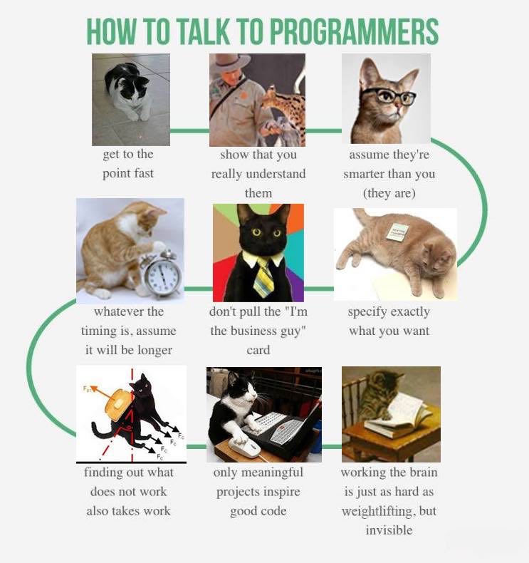 HOW 10 TALK TO PROGRAMMERS get to the show that you assume they're point fast really understand smarter than you them (they are) whatever the don't pull the specify exactly timing is, assume the busin
