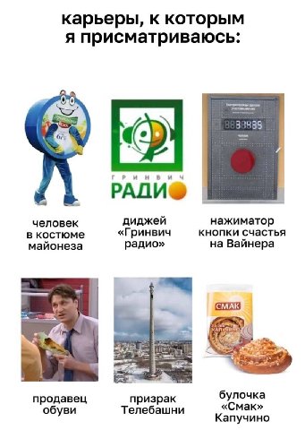 карьеры, к которым я присматриваюсь: 33499 ГРИНВИЧ РАДИ® человек диджей нажиматор в костюме «Гринвич кнопки счастья майонеза радио» на Вайнера продавец призрак булочка обуви Телебашни «Смак» Капучино