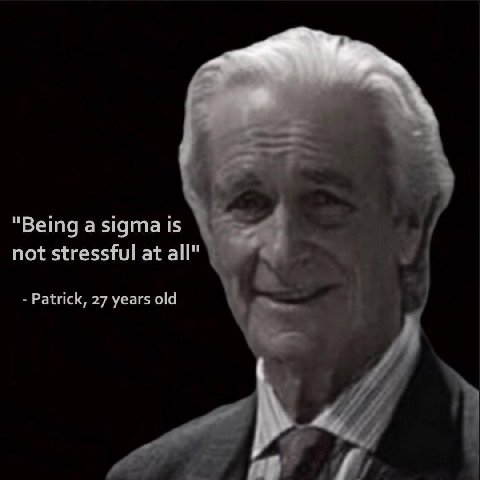 "Being a sigma is not stressful at all" Patrick, 27 years old
