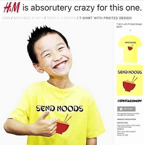 is absorutery crazy for this one. T-SHIRT WITH PRINTED DESIGN SEND NOODS @SPETIACOMEDY SEND NOODS