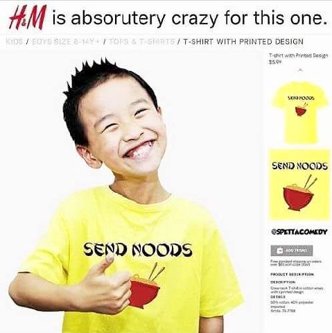 is absorutery crazy for this one. T-SHIRT WITH PRINTED DESIGN SEND NOODS @SPETIACOMEDY SEND NOODS