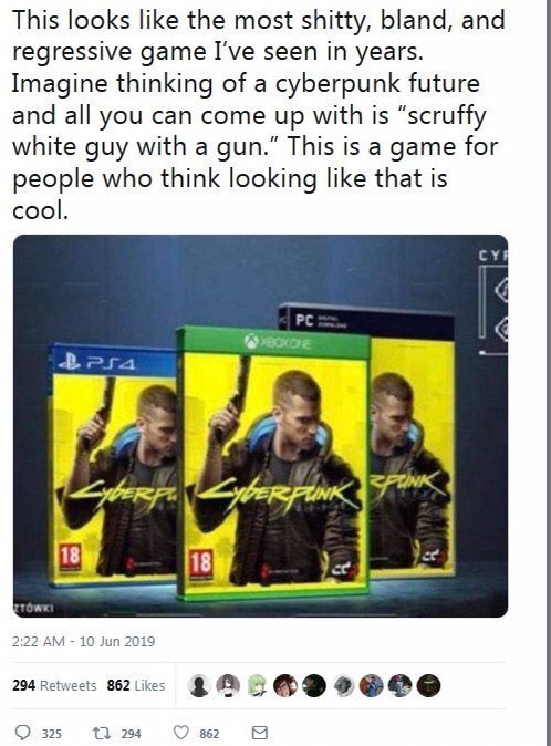 This looks like the most shitty, bland, and regressive game I've seen in years. Imagine thinking of a cyberpunk future and all you can come up with is “scruffy white guy with a gun.” This is a game fo
