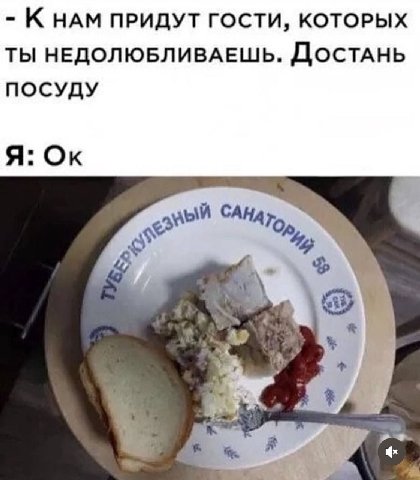 КНАМ ПРИДУТ ГОСТИ, КОТОРЫХ ТЫ НЕДОЛЮБЛИВАЕШЬ. Достань ПОСУДУ Я: