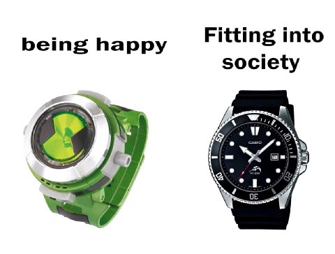 Fitting into being happy society oWe casio