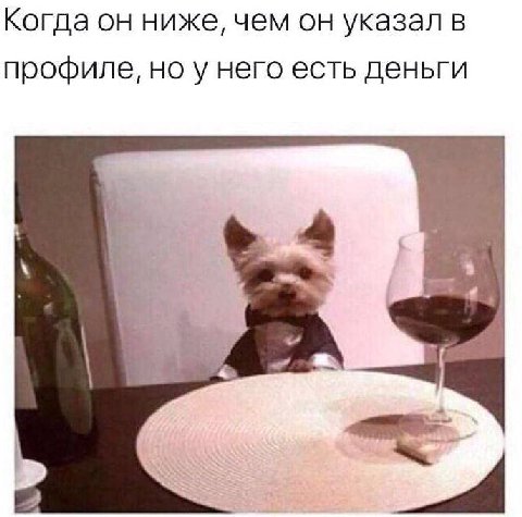 Когда он ниже, чем он указал в профиле, но у него есть деньги