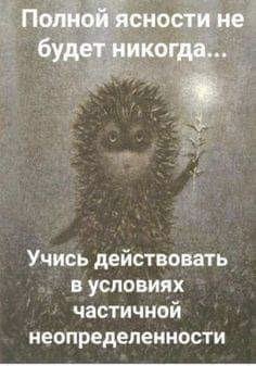 Полной ясности не будет никогда... Учись действовать в условиях частичной неопределенности