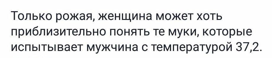 Только рожая, женщина может хоть приблизительно понять муки, которые испытывает мужчина с температурой 37,2.