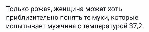 Только рожая, женщина может хоть приблизительно понять муки, которые испытывает мужчина с температурой 37,2.