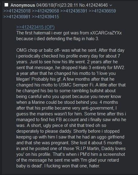 Anonymous 04 3281 и 12424 Гре ever got was from because i died defending the flag in halo 3 OMG chop Dallz off- what he sent. After that rofi checked Pou Не every day for about 7 years Just to see 5 l
