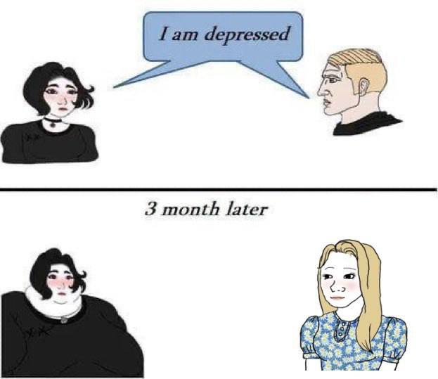 Гат depressed 3 month later