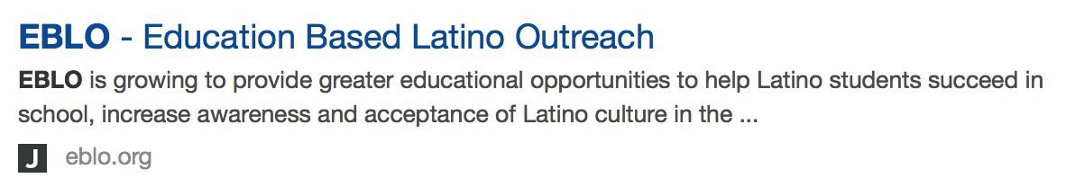 EBLO Education Based Latino Outreach EBLO is growing to provide greater educational opportunities to help Latino students succeed in school, increase awareness and acceptance of Latino culture in the 