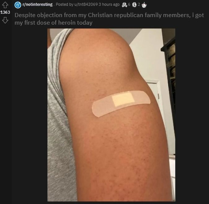 Mnotinteresting Posted u/tnt842069 3 hours ago Phe Despite objection from my Christian republican family members, i got У my first dose of heroin today