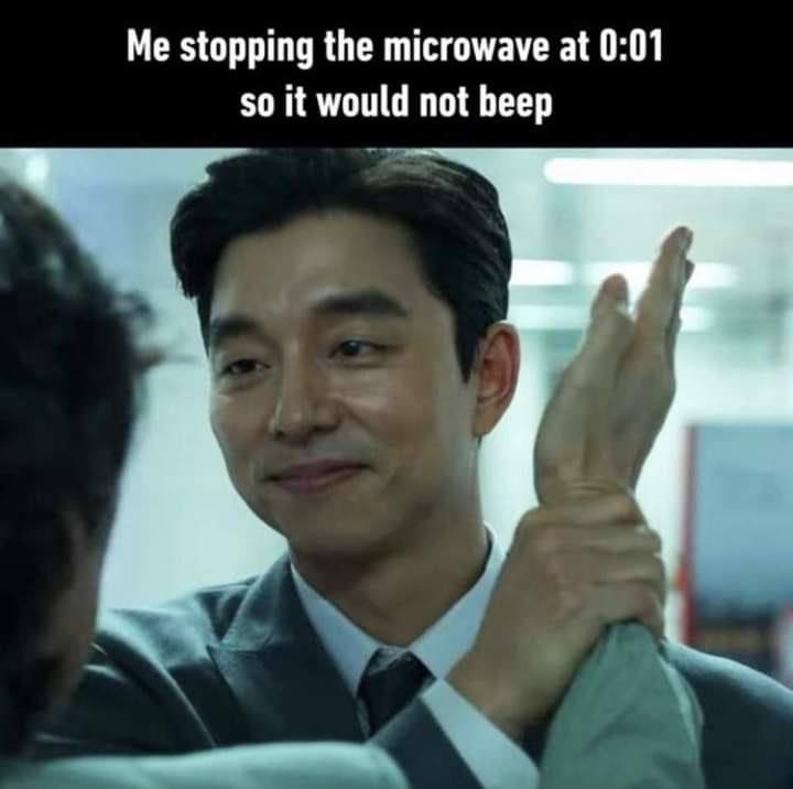 Me stopping the microwave at 0:01 so it would not beep