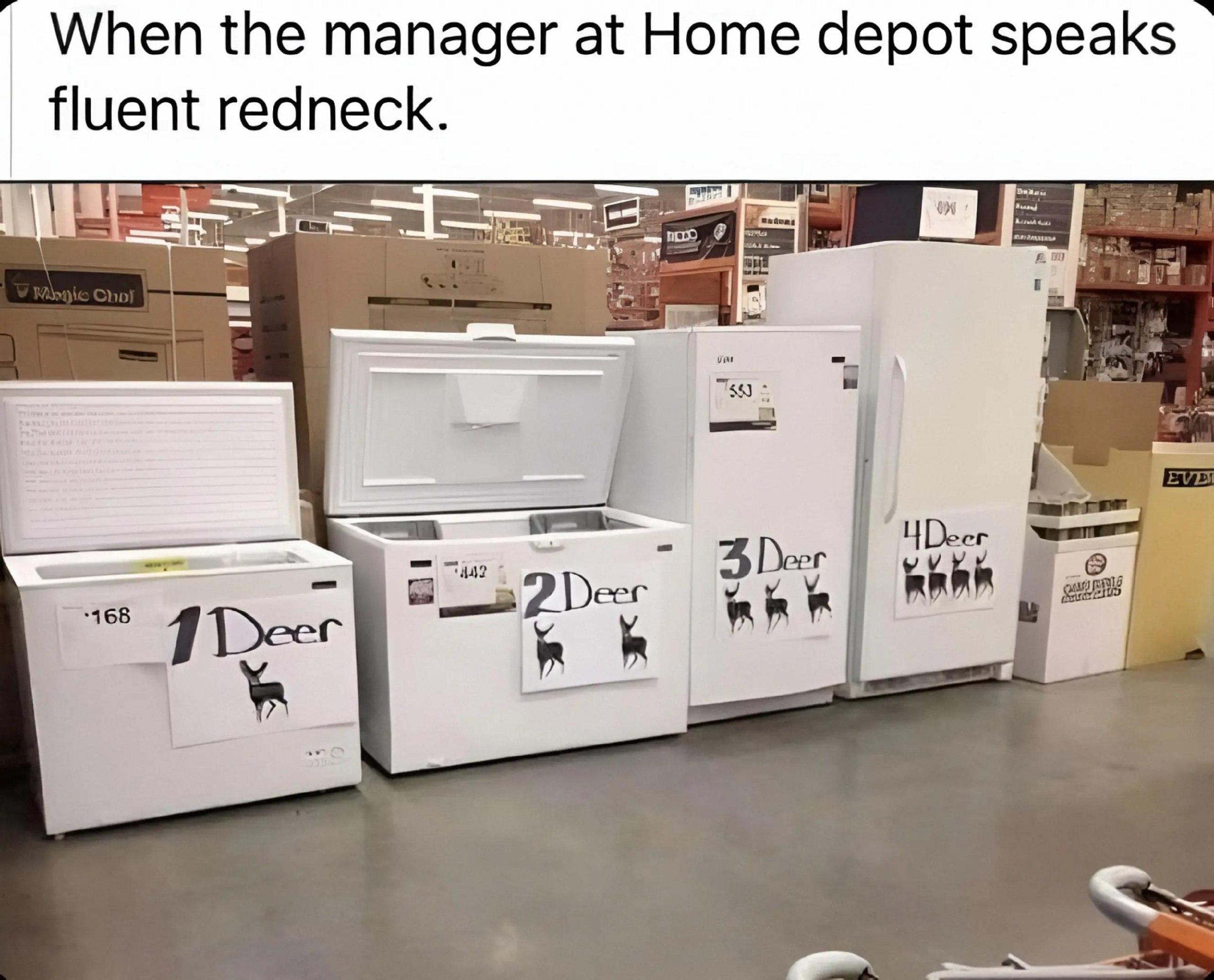 When the manager at Home depot speaks fluent redneck $4) "Deer 168