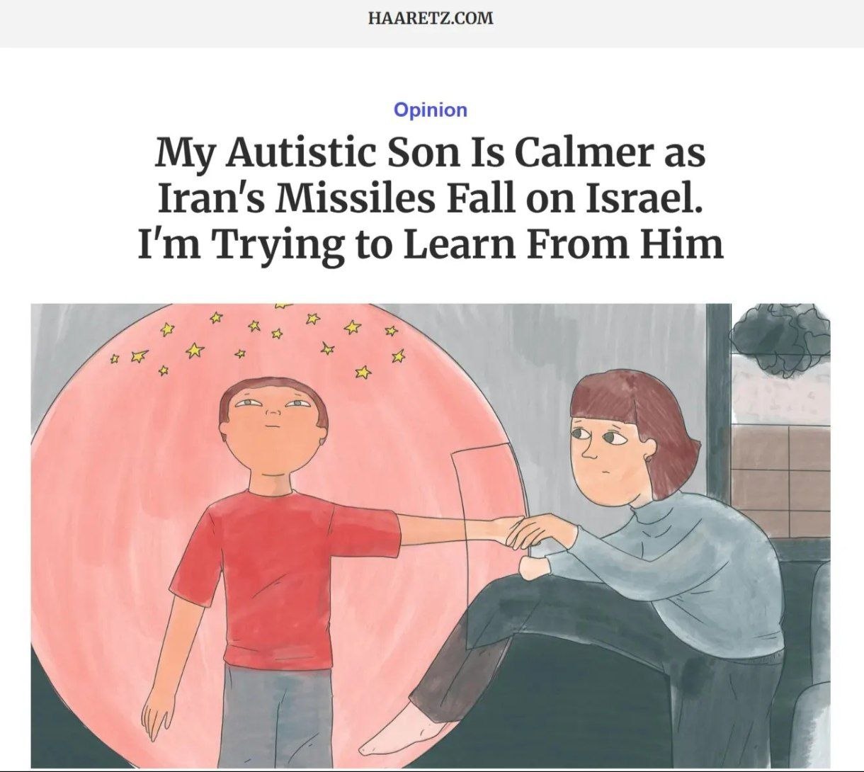 Ортюп My Autistic Son Is Calmer as Iran's Missiles Fall on Israel. Trying to Learn From Him я 7
