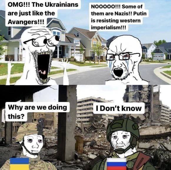 OMG!!! The Ukrainians NOOOOO!!! Some of are just like the them are Nazis!! Putin eee is resisting western Avangers imperialism!!! #22 Why are we doing Don't this? У 2