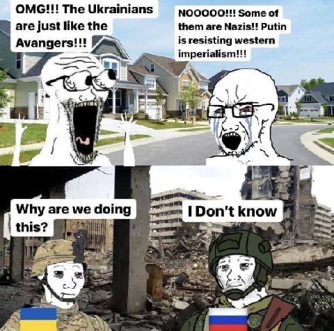 OMG!!! The Ukrainians NOOOOO!!! Some of are just like the them are Nazis!! Putin eee is resisting western Avangers imperialism!!! #22 Why are we doing Don't this? У 2