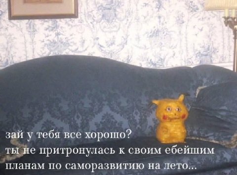 зай у тебя все хорошо? ты притронулась к своим ебейшим планам по саморазвитию на лето...