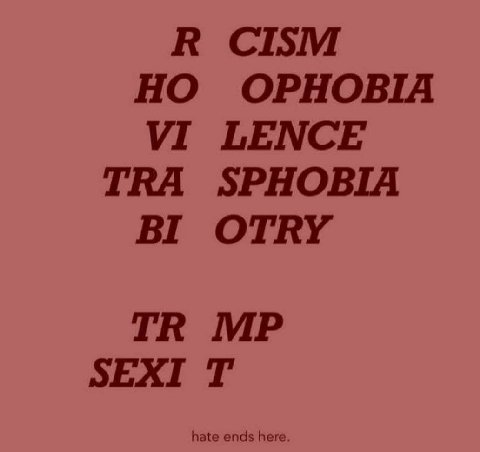 В CISM НО OPHOBIA LENCE TRA SPHOBIA OTRY SEXI hate ends here.