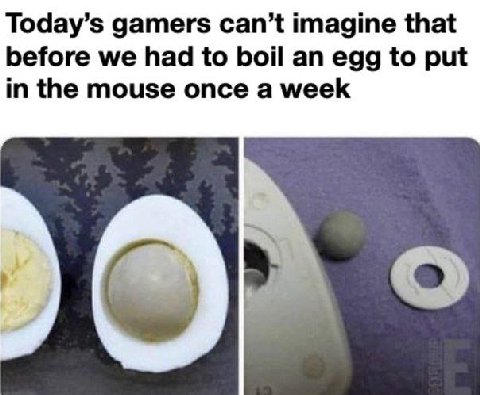 Today’s gamers can’t imagine that before we had to boil an egg to put in the mouse once a week