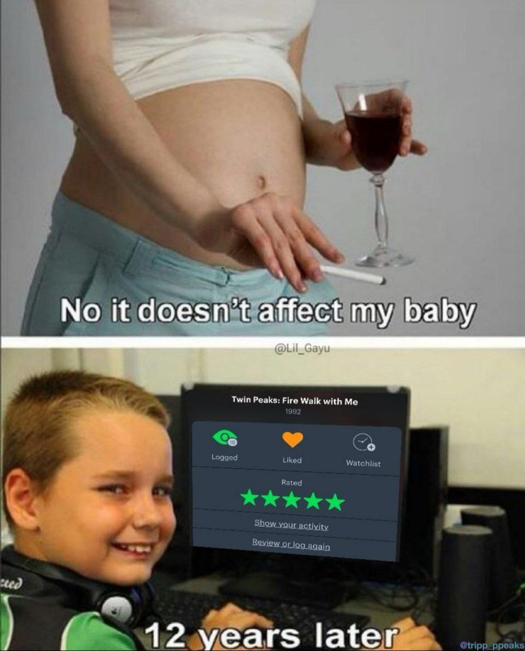 No it doesn’t affect baby Fire Walk with Me 12 years later