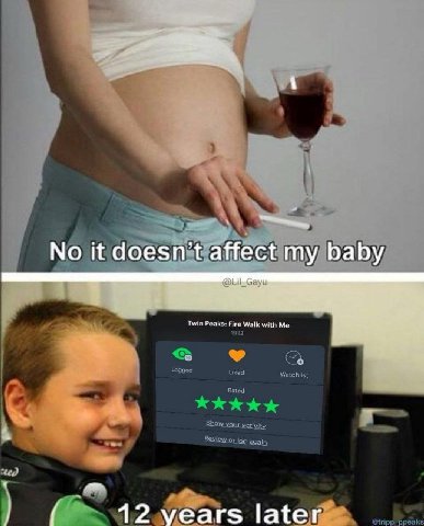 No it doesn’t affect baby Fire Walk with Me 12 years later