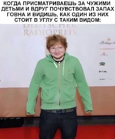 КОГДА ПРИСМАТРИВАЕШЬ ЗА ЧУЖИМИ ДЕТЬМИ И ВДРУГ ПОЧУВСТВОВАЛ ЗАПАХ ГОВНА И ВИДИШЬ, КАК ОДИН ИЗ НИХ СТОИТ В УГЛУ С ТАКИМ ВИДОМ: