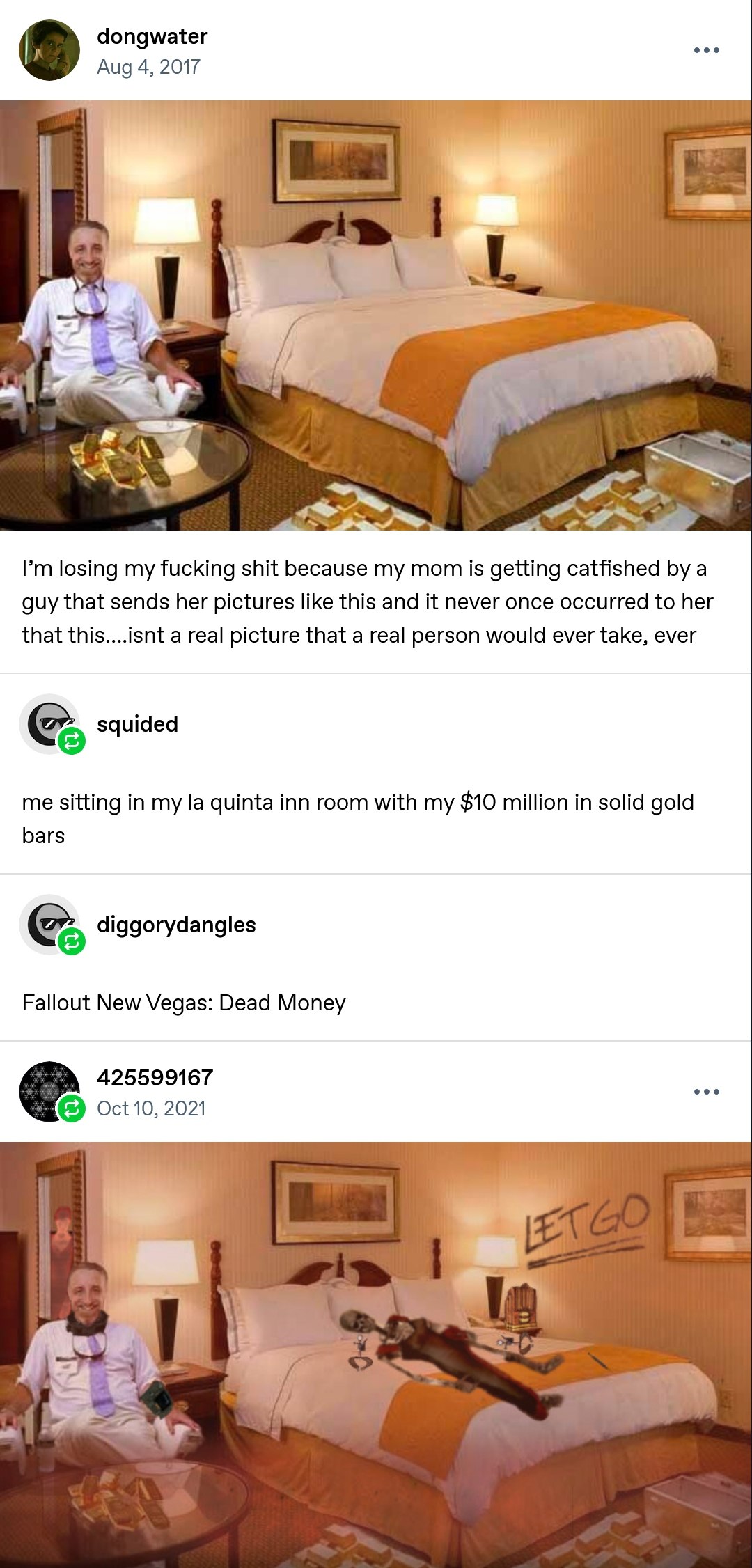 dongwater Aug 4, 2017 В a 4 к В <A 4 2 losing my fucking shit because my mom is getting catfished a guy that sends her pictures like this and it never once occurred to her that this....isnt a real pic