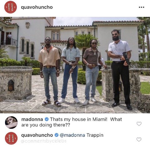 quavohuncho eee 2 a А madonna Thats my house in Miami! What are you doing there?? quavohuncho @madonna Тгаррт