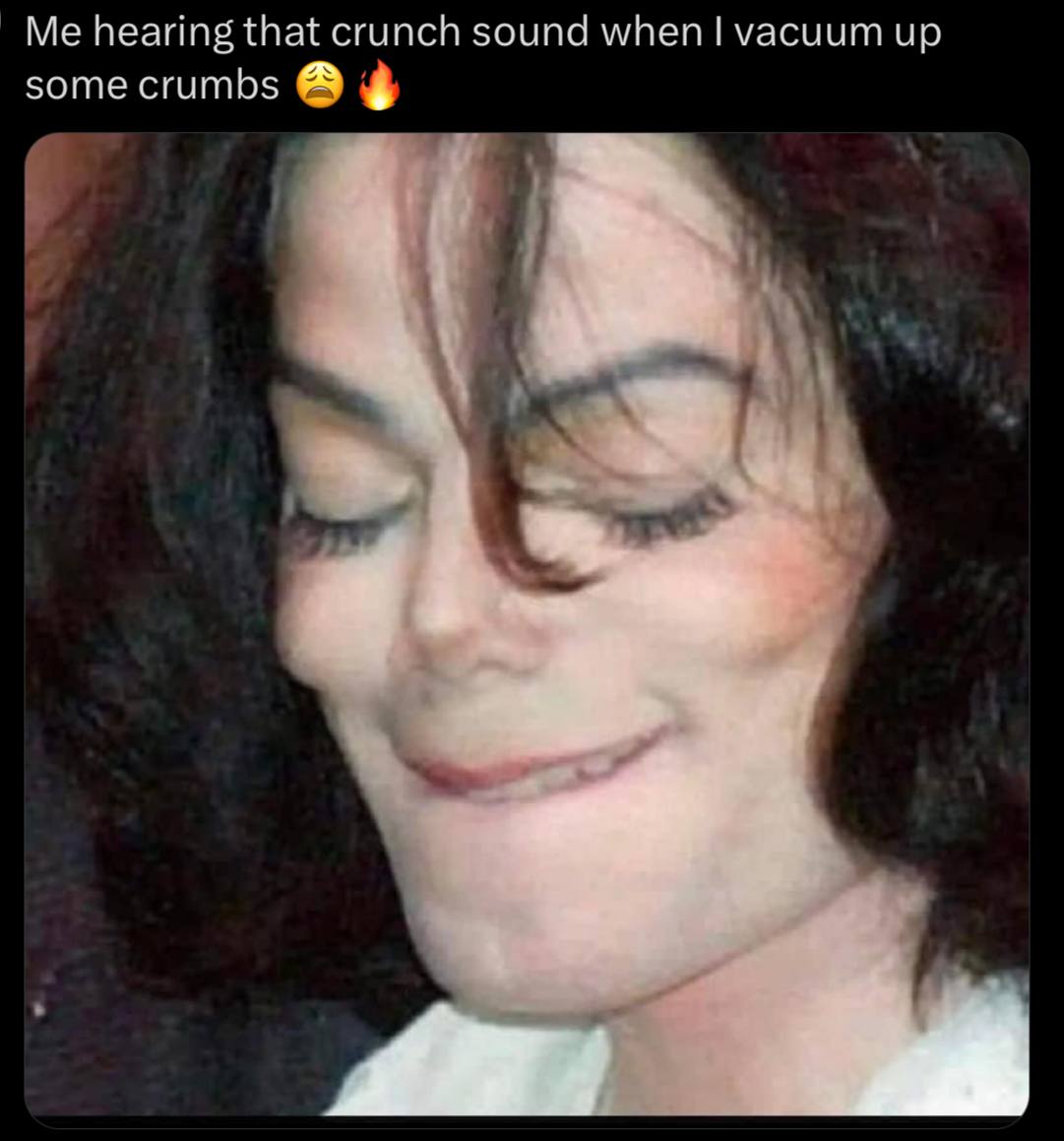 Me hearing that crunch sound when vacuum up some crumbs