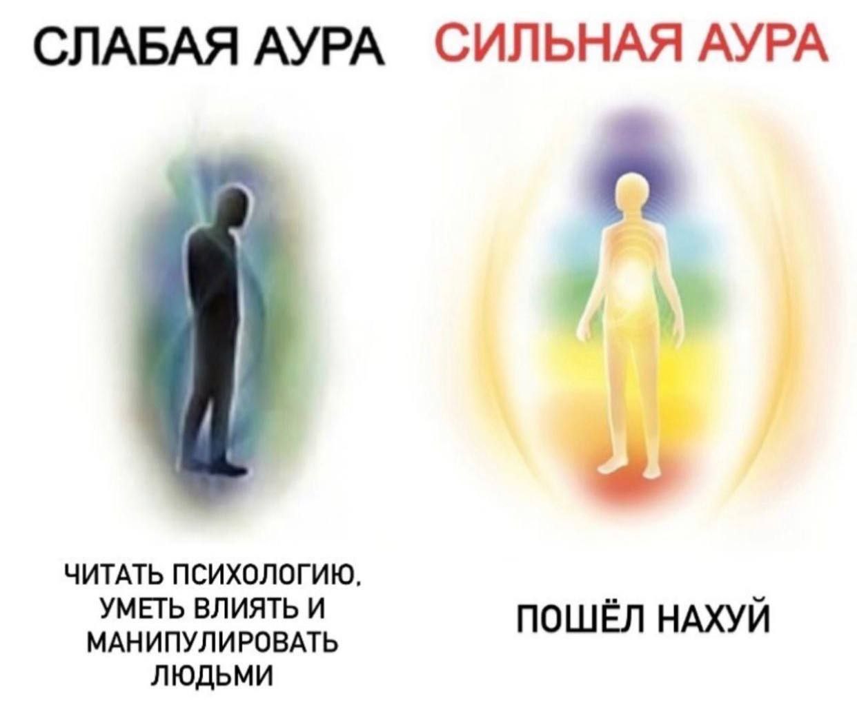 СЛАБАЯ АУРА СИЛЬНАЯ АУРА A ЧИТАТЬ ПСИХОЛОГИЮ. МАНИПУЛИРОВАТЬ УМЕТЬ ВЛИЯТЬ И ПОШЁЛ НАХУЙ ЛЮДЬМИ