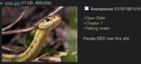 snek jpg (17 Anonymous >Ореп Bible >Chapter 1 >Talking snake People DIED over this shit