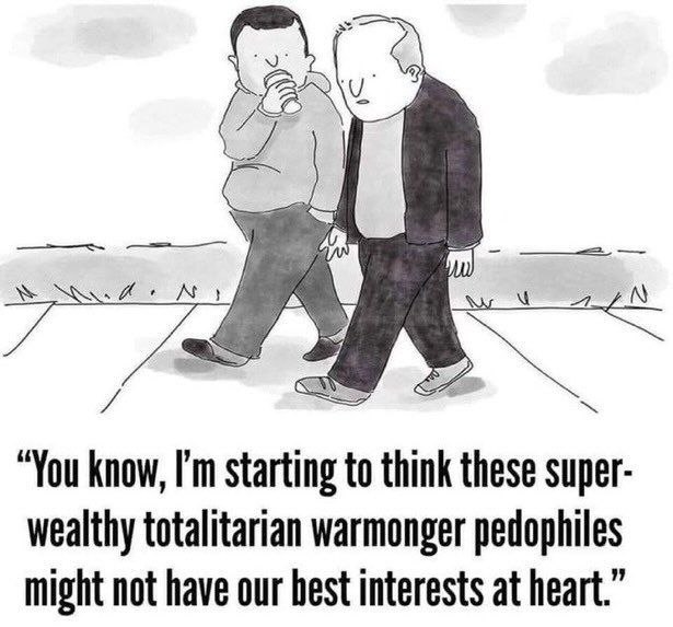 4 “You know, starting to think these super- wealthy totalitarian warmonger pedophiles might not have our best interests at heart.”