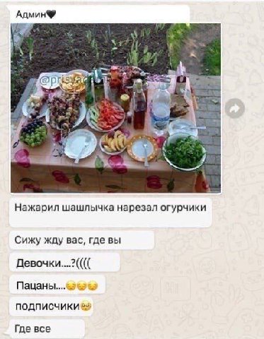 Админ® 4 к Нажарил шашлычка нарезал огурчики Сижу жду вас, где вы Девочки... Где все