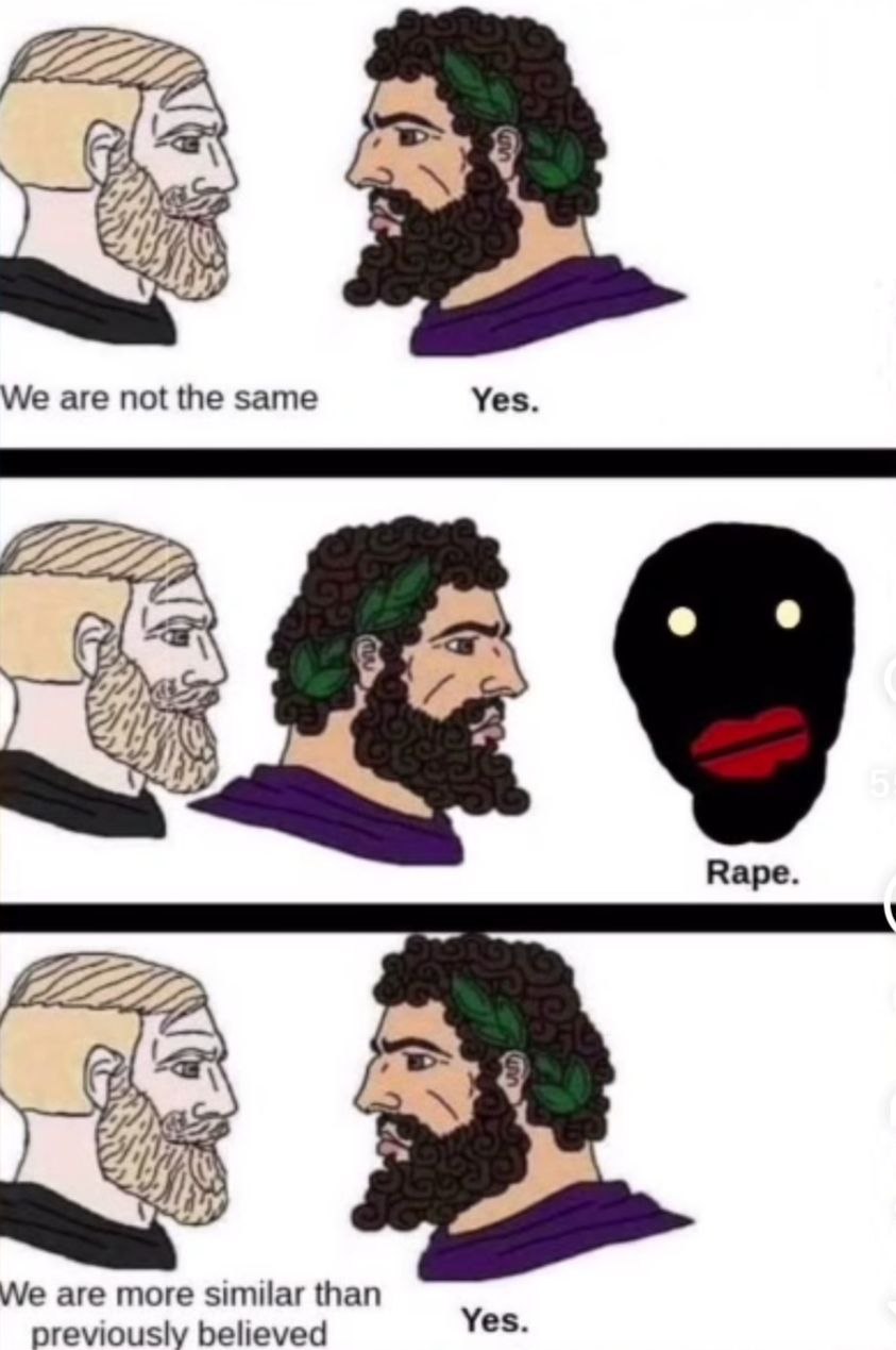 We are not the same Yes. Rape. We are more similar than previously believed Yes.