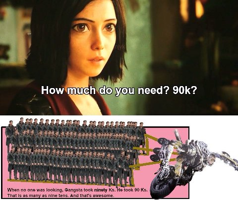 need? a 4 к. 7 When по one was looking, Gangsta took ninety He took 90 7 That is as many as nine tens. And that's awesome.