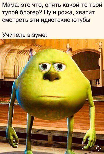Мама: это что, опять какой-то твой тупой блогер? Ну и рожа, хватит смотреть эти идиотские ютубы Учитель в зуме: