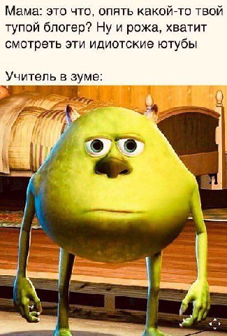 Мама: это что, опять какой-то твой тупой блогер? Ну и рожа, хватит смотреть эти идиотские ютубы Учитель в зуме: