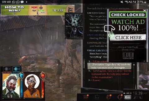09:49 HOW To New task: Send hadv to woe Now we put him CHECK LOCKED at Now we put him him to Faubourg A A The lieutenant loc more time 00 the corpse HERE COMPOSURE 4 your head, also VISUAL CALCULU Mon